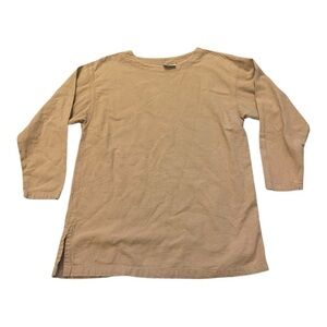Hari Casuals Vintage 100% Cotton Textured Tunic Camel Tan Sz M